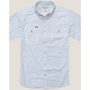 PONCHO MEN’s THE OVERCAST SHORT SLEEVE SHIRT Gary Blue Plaid XXL Fishing Outdoor